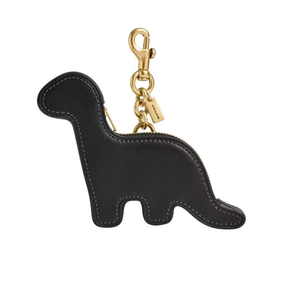 Coach Black Glovetanned Leather Dinosaur Coin Case Bag Charm NWT and dustbag - Picture 1 of 4
